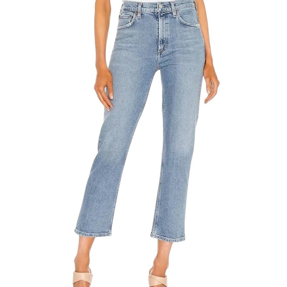 AGOLDE EUC Wilder Mid-Rise Straight Light Wash Denim Jeans Size 29